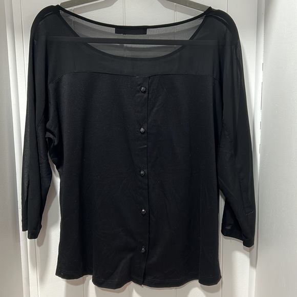 The Limited black shirt with sheer panel and back buttons - Picture 4 of 5